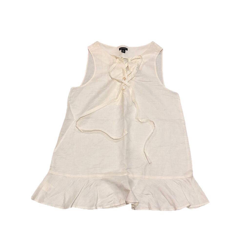 Anne Taylor Women’s Ivory Lace Up Peplum Sleeveless Blouse XS